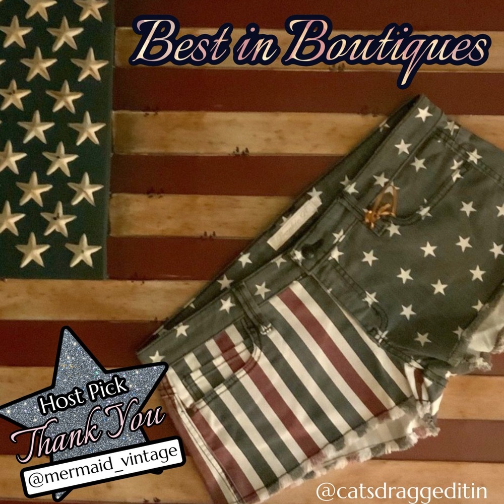 NWT $148 Frankie B. Stars & Stripes Raw Hem Shorts
